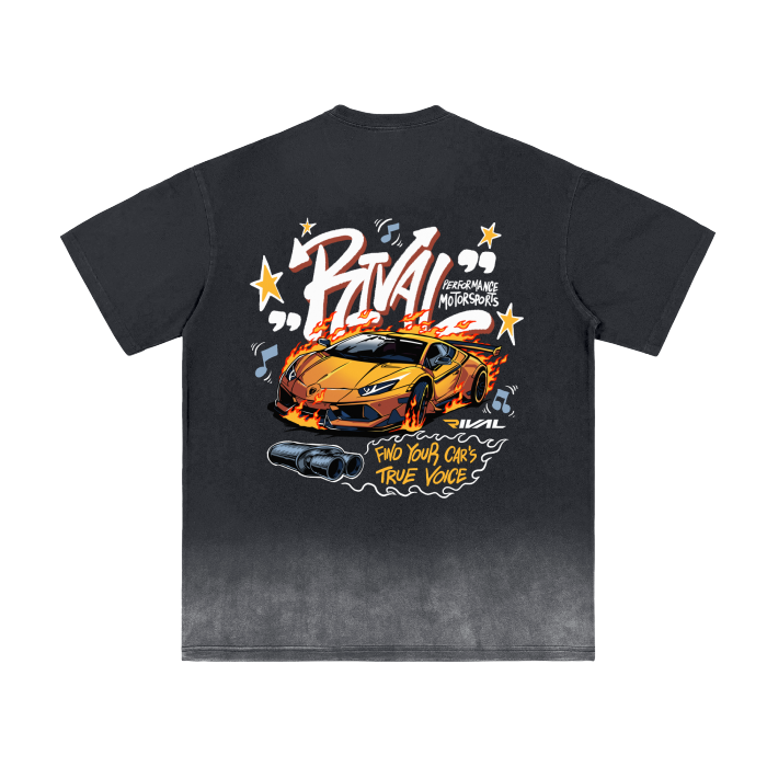 Graffiti Bull - Oversize Black Vintage Gradient T-Shirt