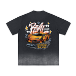 Graffiti Bull - Oversize Black Vintage Gradient T-Shirt